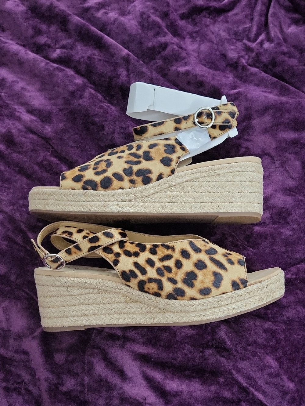 Sole Society Leopard Print Espadrille Wedges - Brown & Black